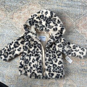 NWT Old Navy 12-18 months Leopard Print Faux Fur Jacket